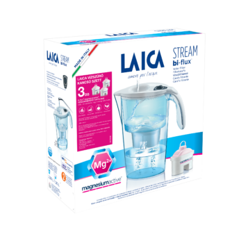 LAICA Stream Line fehér vízszűrő kancsó mechanikus kijelzővel  3db magnezium active bi-flux szűrővel