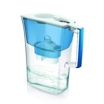 LAICA PRIME LINE NATURE kékáfonya színű vízszűrő kancsó elektronikus kijelzővel, 1 db univerzális szűrőbetéttel