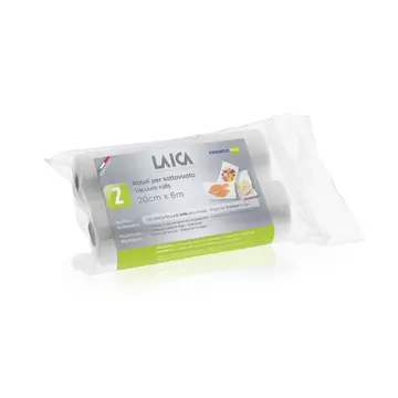 LAICA légcsatornás EXTRA erős, BPA mentes vákuum csomagoló tömlő, 20 cm x 600 cm,  2 db tekercs / csomag