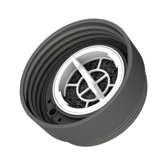 myLAICA rozsdamentes matt bordóra festett fast disk rendszerű vízszűrő kulacs pánttal, 0,55 literes