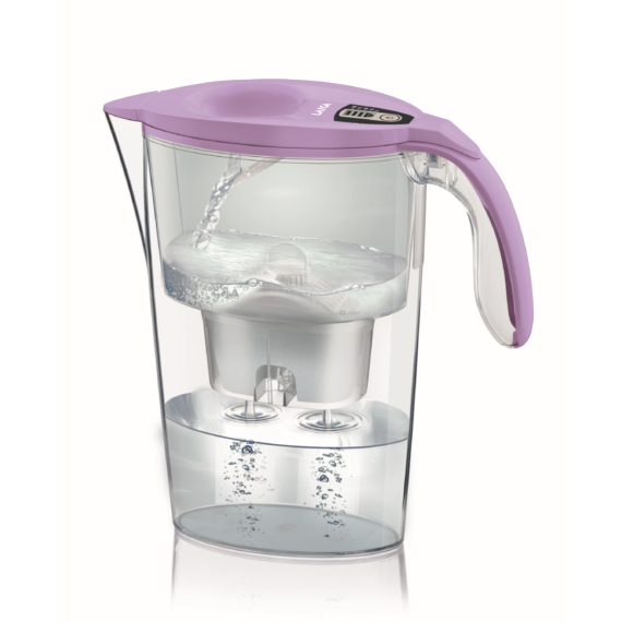 LAICA Stream Line violett vízszűrő kancsó digitális kijelzővel 1 db bi-flux SLIM univerzális szűrőbetéttel