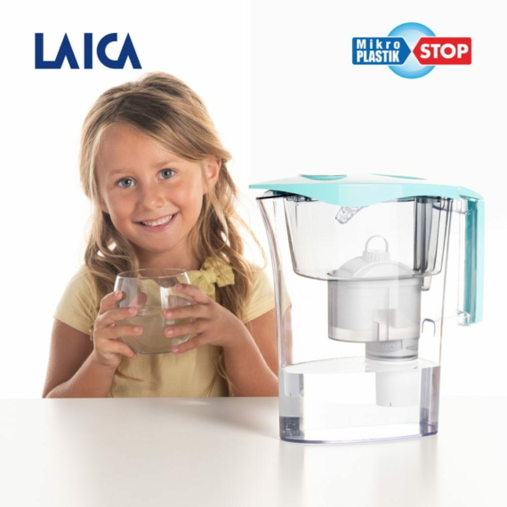 LAICA MikroPLASTIK-STOP vízszűrő kancsó szett mechanikus kijelzővel 1 db bi-flux univerzális szűrőbetéttel és 1 db MikroPLASTIK- STOP szűrőbetéttel