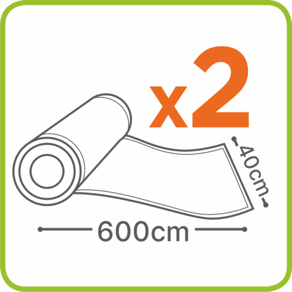 LAICA BPA mentes vákuumfólia tömlő (2db légcsatornás, EXTRA erős 40x600cm-es vákuumcsomagoló tekercs)